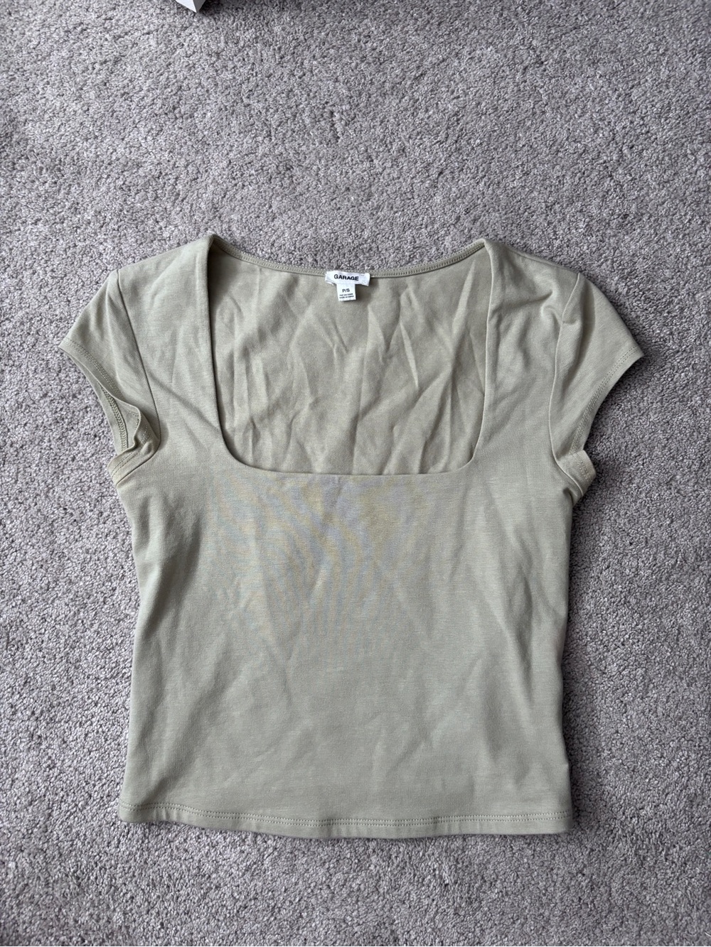 Garage Square-Neck Crop Top in Light Green